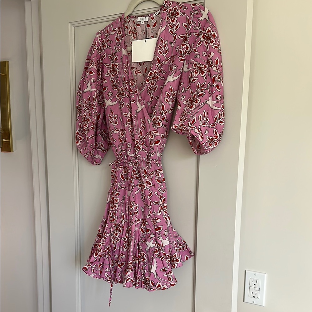 Rhode Floral Pink Dress with Puff Sleeves